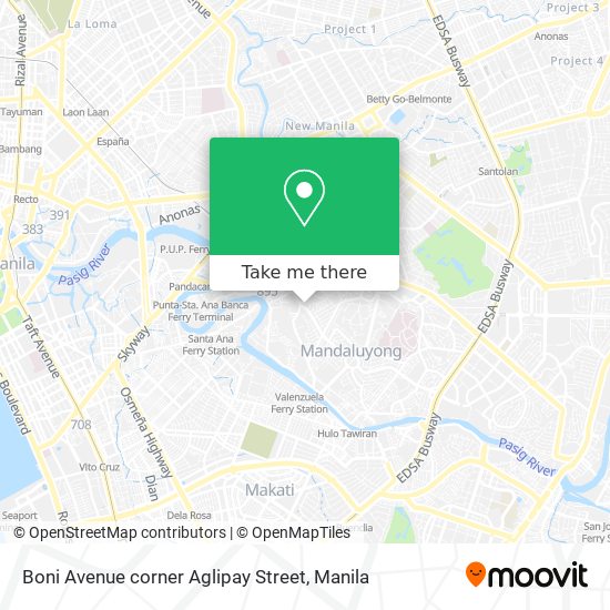 Boni Avenue corner Aglipay Street map