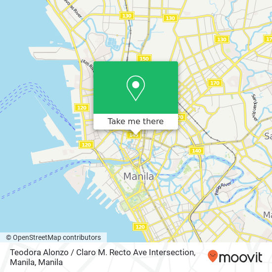 Teodora Alonzo / Claro M. Recto Ave Intersection, Manila map