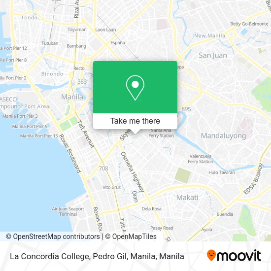 La Concordia College, Pedro Gil, Manila map