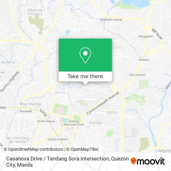 Casanova Drive / Tandang Sora Intersection, Quezon City map