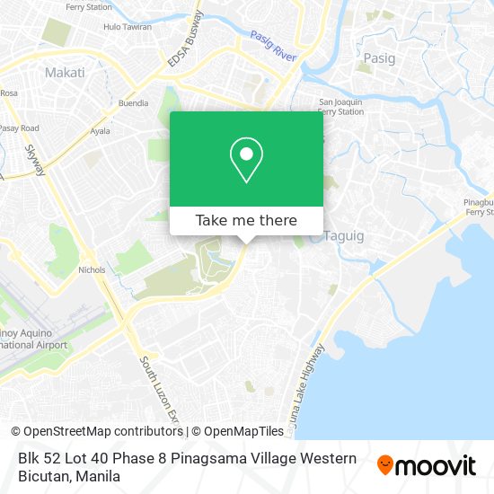 Blk 52 Lot 40 Phase 8 Pinagsama Village Western Bicutan map