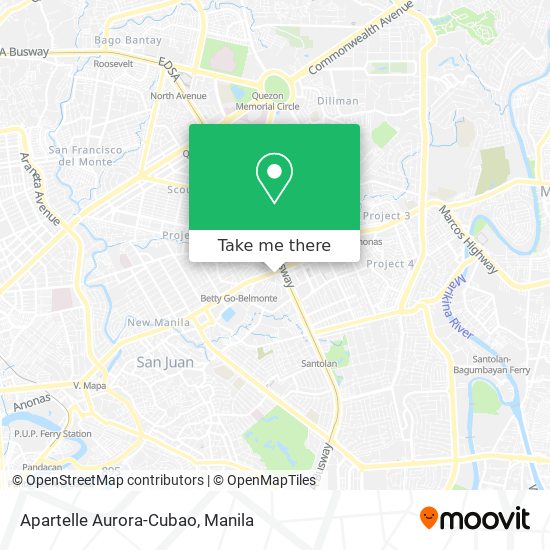Apartelle Aurora-Cubao map