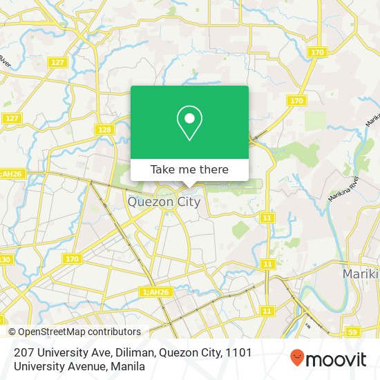 207 University Ave, Diliman, Quezon City, 1101 University Avenue map