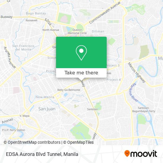 EDSA Aurora Blvd Tunnel map