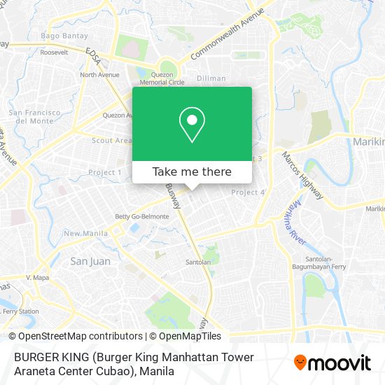 BURGER KING (Burger King Manhattan Tower Araneta Center Cubao) map