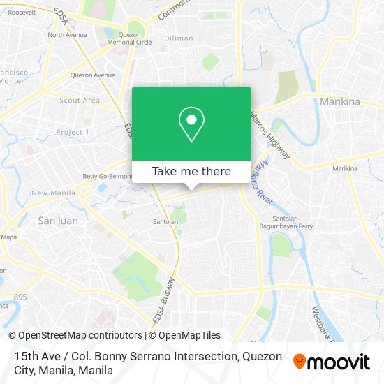 15th Ave / Col. Bonny Serrano Intersection, Quezon City, Manila map