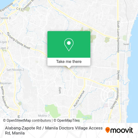 Alabang-Zapote Rd / Manila Doctors Village Access Rd map