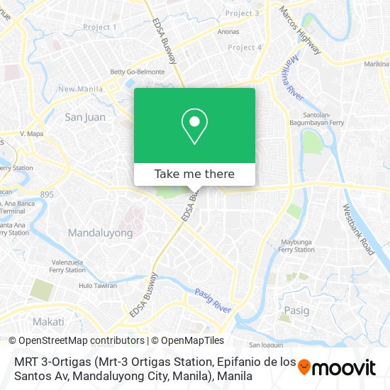 MRT 3-Ortigas (Mrt-3 Ortigas Station, Epifanio de los Santos Av, Mandaluyong City, Manila) map