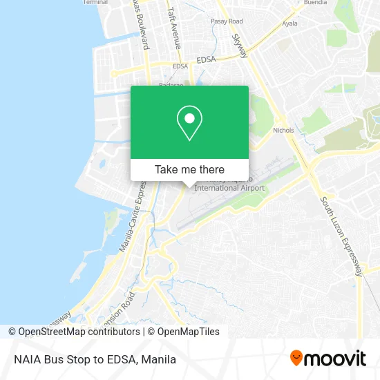 NAIA Bus Stop to EDSA map