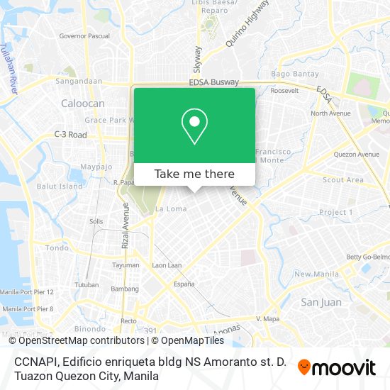 CCNAPI, Edificio enriqueta bldg NS Amoranto st. D. Tuazon Quezon City map