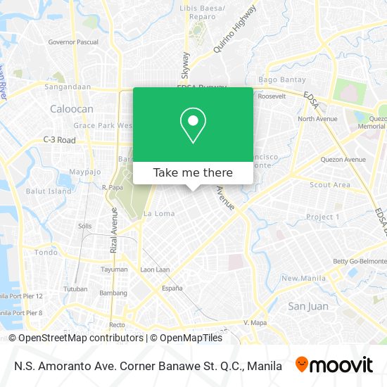 N.S. Amoranto Ave. Corner Banawe St. Q.C. map