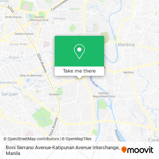 Boni Serrano Avenue-Katipunan Avenue Interchange map