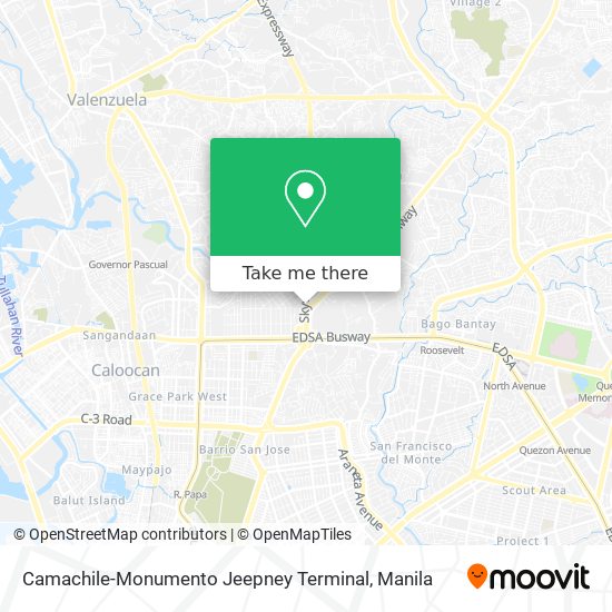 Camachile-Monumento Jeepney Terminal map