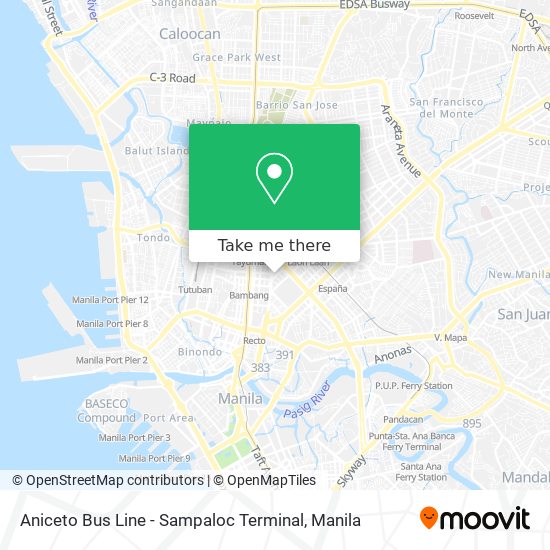 Aniceto Bus Line - Sampaloc Terminal map