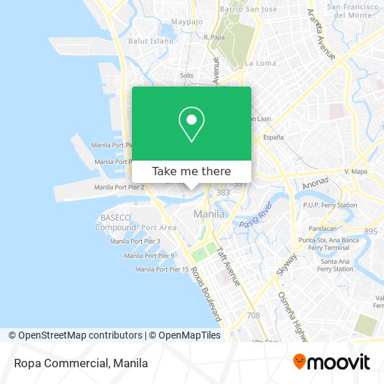 How to get to Ropa Commercial in Manila by Bus or Train?