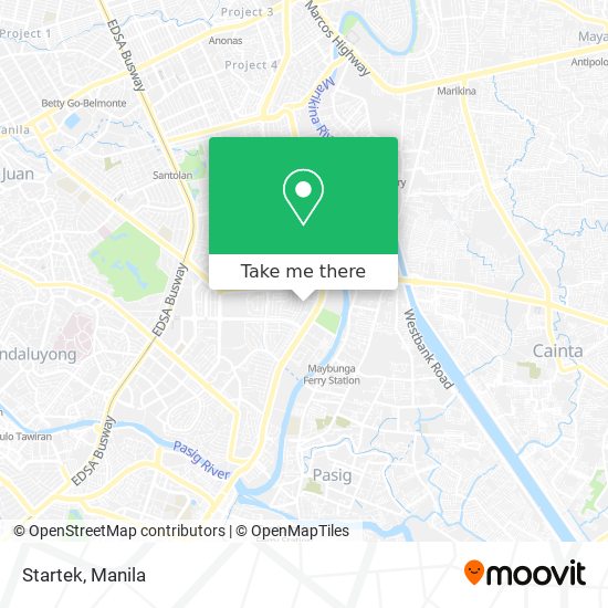 How to get to Startek in Pasig City by bus or train?