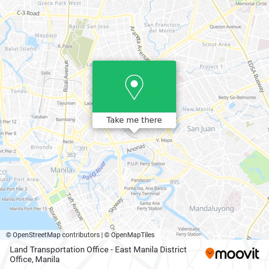 Land Transportation Office - East Manila District Office map