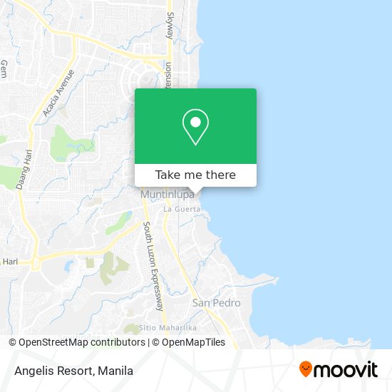 How to get to Angelis Resort in Muntinlupa by bus or train?