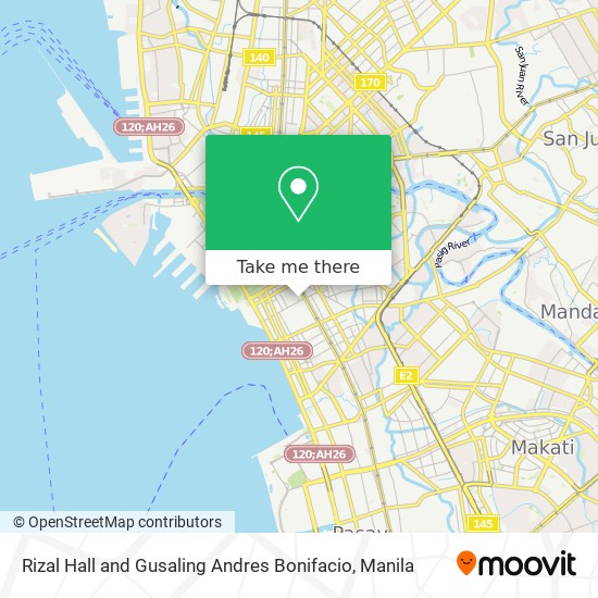 Rizal Hall and Gusaling Andres Bonifacio map