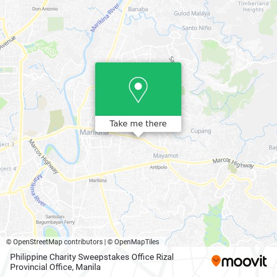 Philippine Charity Sweepstakes Office Rizal Provincial Office map