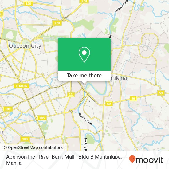 Abenson Inc - River Bank Mall - Bldg B Muntinlupa map