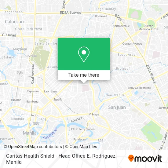 Caritas Health Shield - Head Office E. Rodriguez map