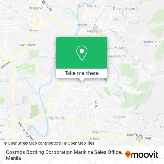 Cosmos Bottling Corporation Marikina Sales Office map