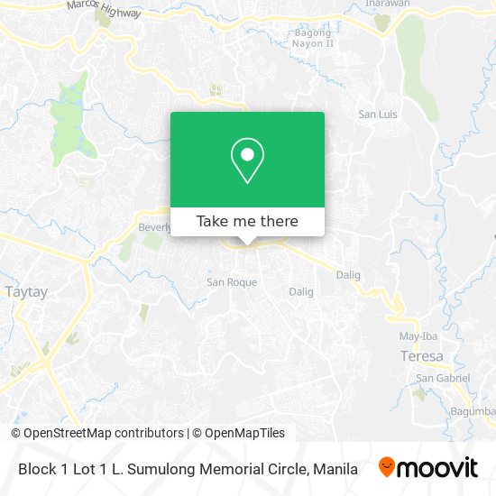 Block 1 Lot 1 L. Sumulong Memorial Circle map