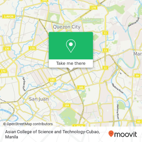 Asian College of Science and Technology-Cubao map