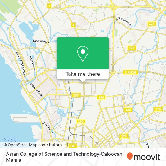 Asian College of Science and Technology-Caloocan map