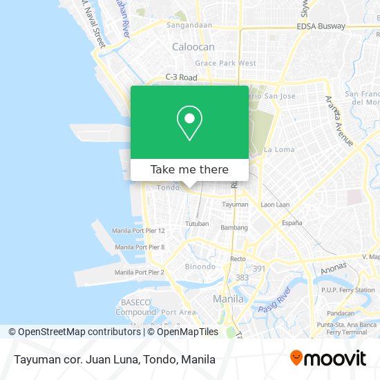 Tayuman cor. Juan Luna, Tondo map