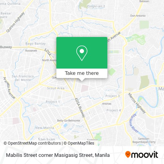 Mabilis Street corner Masigasig Street map