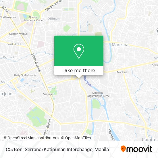 C5 / Boni Serrano / Katipunan Interchange map