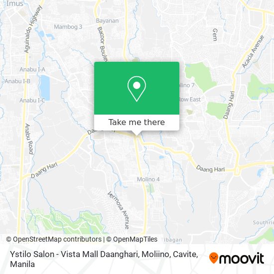 Ystilo Salon - Vista Mall Daanghari, Moliino, Cavite map