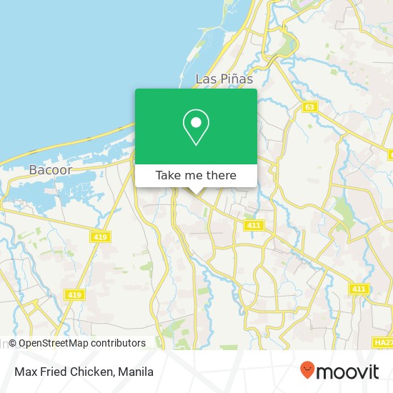 Max Fried Chicken, Alabang-Zapote Rd Pamplona dos, Las Piñas map