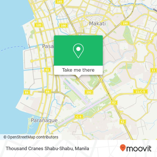 Thousand Cranes Shabu-Shabu, Andrews Ave Barangay 183, Pasay City map