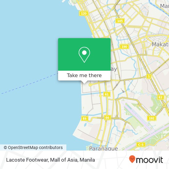 Lacoste Footwear, Mall of Asia, Ocean Dr Barangay 76, Pasay City map