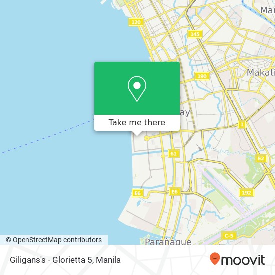 Giligans's - Glorietta 5, Ocean Dr Barangay 76, Pasay City map