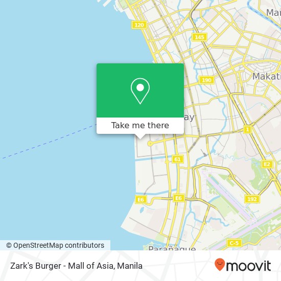 Zark's Burger - Mall of Asia, Ocean Dr Barangay 76, Pasay City map