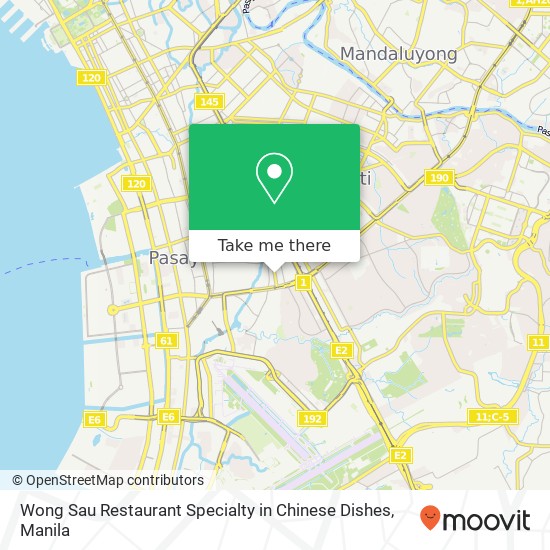 Wong Sau Restaurant Specialty in Chinese Dishes, Hen P. Santos Bangkal, Makati map