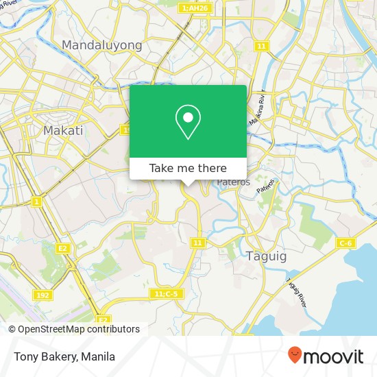 Tony Bakery, Shamrock Pembo, Makati map