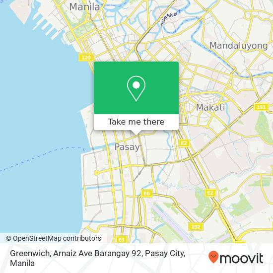 Greenwich, Arnaiz Ave Barangay 92, Pasay City map