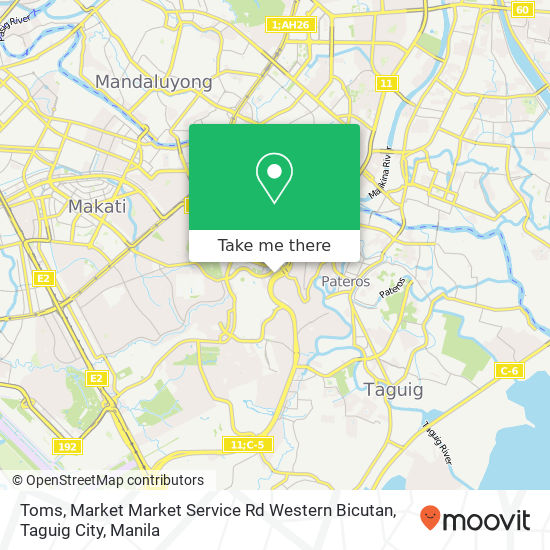 Toms, Market Market Service Rd Western Bicutan, Taguig City map