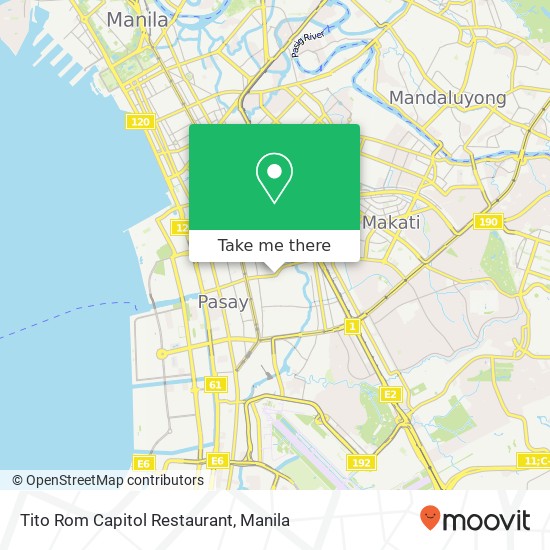 Tito Rom Capitol Restaurant, 2358 Arnaiz Ave Barangay 108, Pasay City map