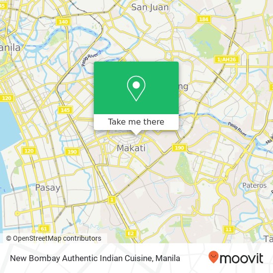 New Bombay Authentic Indian Cuisine, H. V. Dela Costa Bel-Air, Makati map