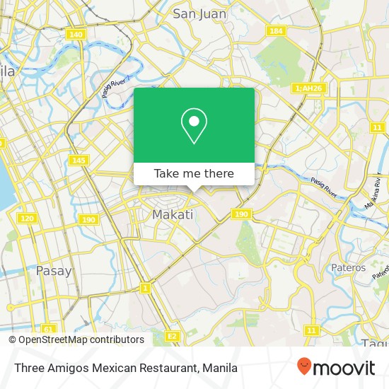 Three Amigos Mexican Restaurant, Jupiter St Bel-Air, Makati map