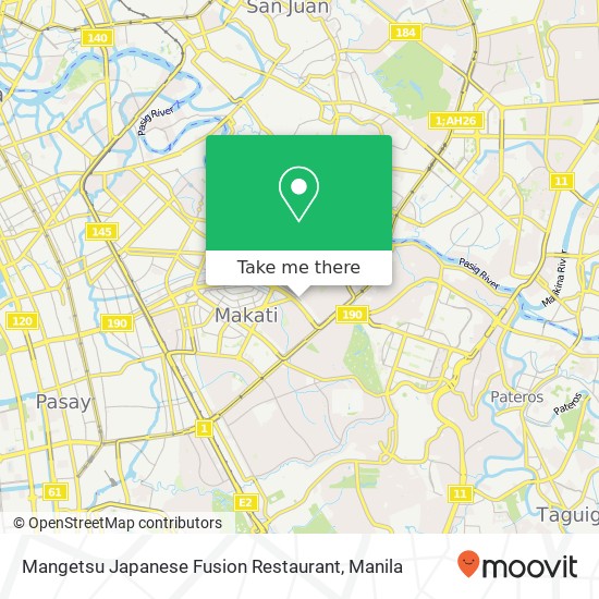 Mangetsu Japanese Fusion Restaurant, Jupiter St Bel-Air, Makati map