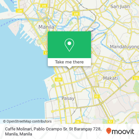 Caffe Molinari, Pablo Ocampo Sr. St Barangay 728, Manila map