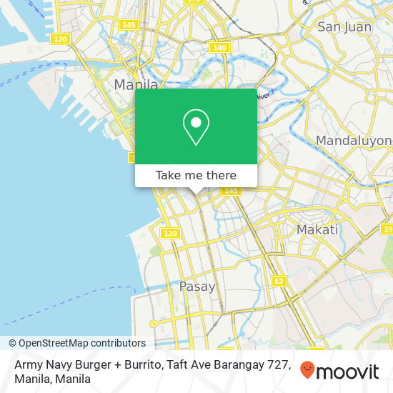 Army Navy Burger + Burrito, Taft Ave Barangay 727, Manila map