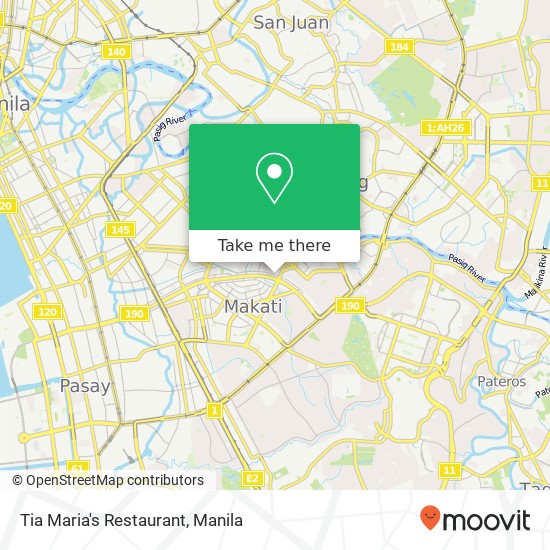Tia Maria's Restaurant, Jupiter St Bel-Air, Makati map